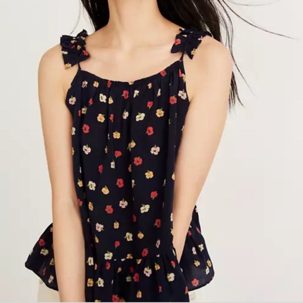 NWT Madewell silk Ruffle-Strap Cami Confetti Floral Sz 2